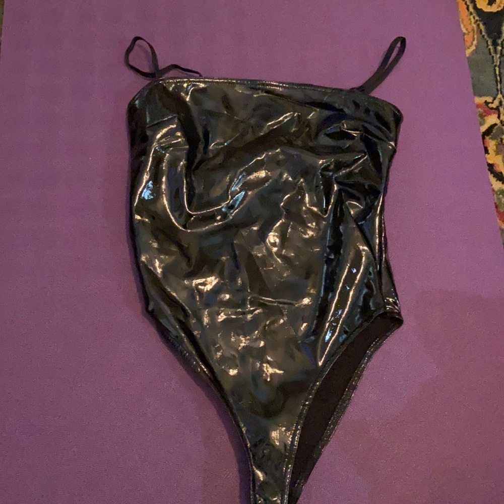 Black pleather body suit